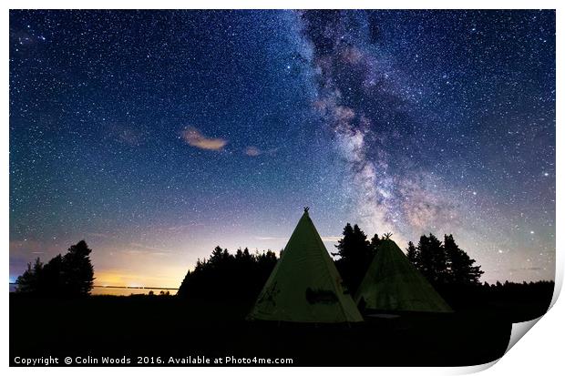 Wigwams under the Night Sky Print by Colin Woods