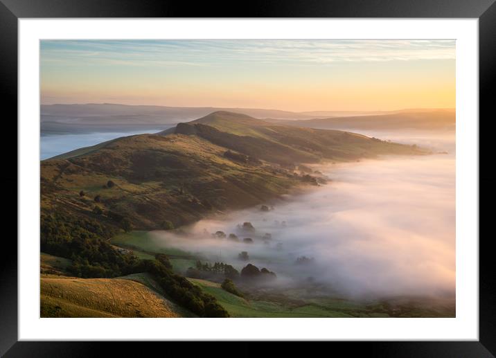 A gentle autumn mist in the Peak District Framed Mounted Print by Andrew Kearton