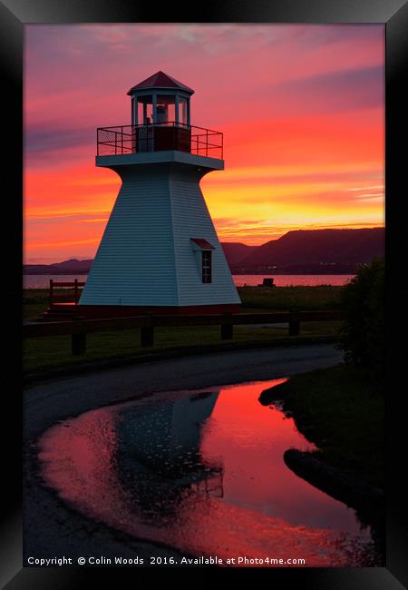 Lighthouse Sunset Framed Print by Colin Woods