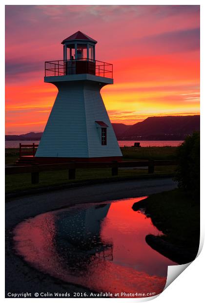Lighthouse Sunset Print by Colin Woods