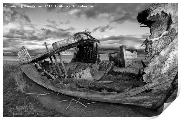 Mono Shipwrecks At Fleetwood Print by Gary Kenyon