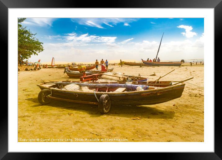 Boats at Sand at Beach of Jericoacoara Brazil Framed Mounted Print by Daniel Ferreira-Leite