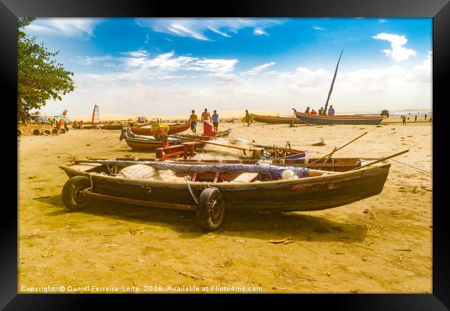 Boats at Sand at Beach of Jericoacoara Brazil Framed Print by Daniel Ferreira-Leite