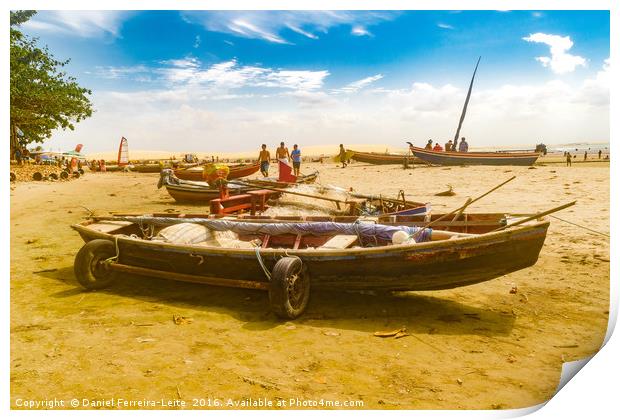 Boats at Sand at Beach of Jericoacoara Brazil Print by Daniel Ferreira-Leite