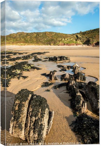 The Beach at Manorbier south Pembrokeshire Canvas Print by Nick Jenkins