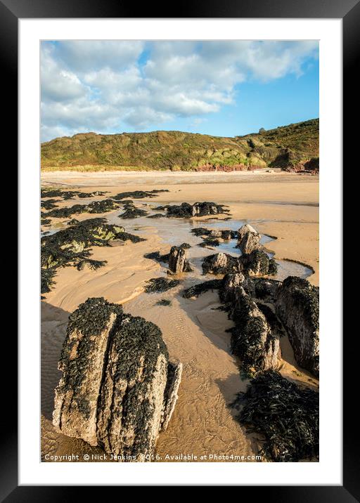 The Beach at Manorbier south Pembrokeshire Framed Mounted Print by Nick Jenkins