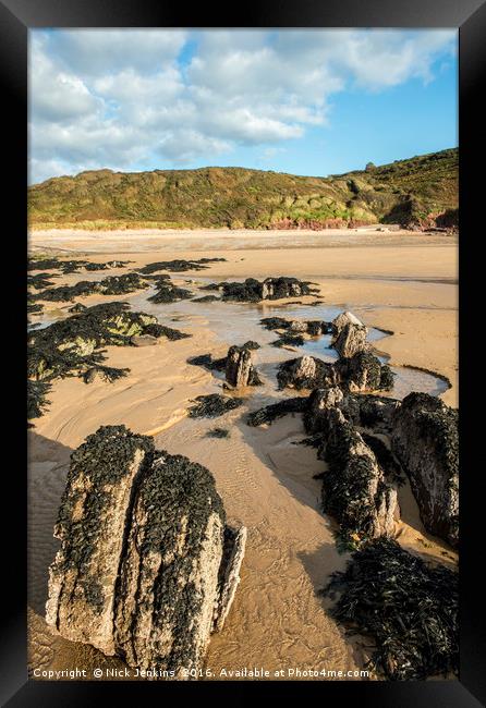 The Beach at Manorbier south Pembrokeshire Framed Print by Nick Jenkins