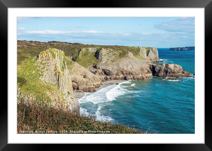 The Cliffs at Skrinkle Haven South Pembrokeshire Framed Mounted Print by Nick Jenkins