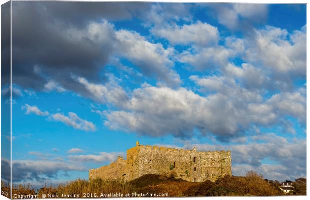 Manorbier Castle at Manobier, Pembrokeshire south  Canvas Print by Nick Jenkins