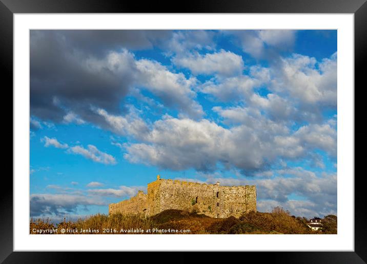 Manorbier Castle at Manobier, Pembrokeshire south  Framed Mounted Print by Nick Jenkins