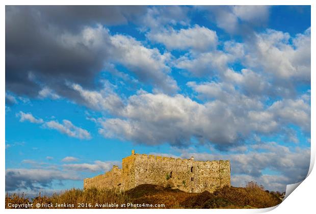 Manorbier Castle at Manobier, Pembrokeshire south  Print by Nick Jenkins
