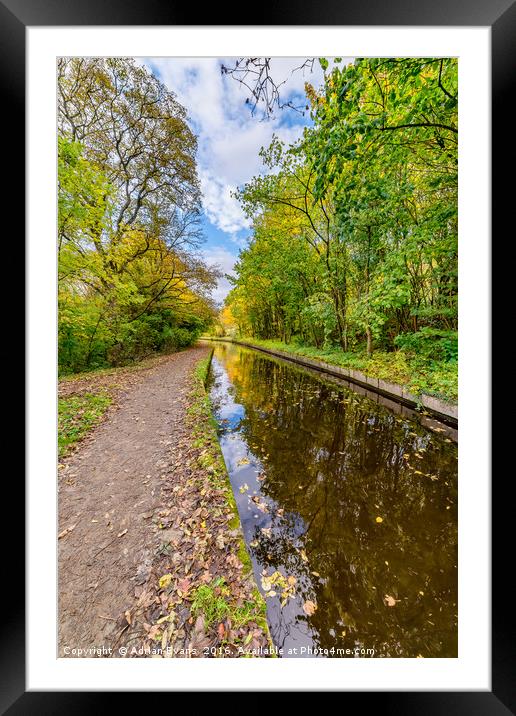 Llangollen Canal Autumn Reflection Framed Mounted Print by Adrian Evans
