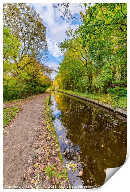 Llangollen Canal Autumn Reflection Print by Adrian Evans