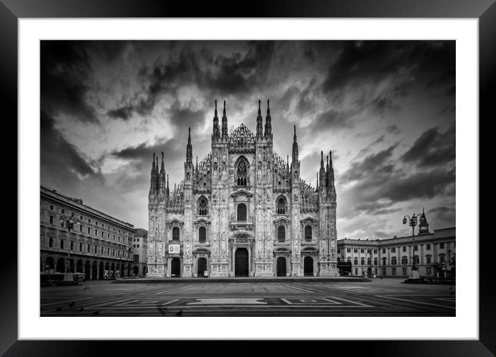 MILAN Cathedral Santa Maria Nascente | Monochrome Framed Mounted Print by Melanie Viola
