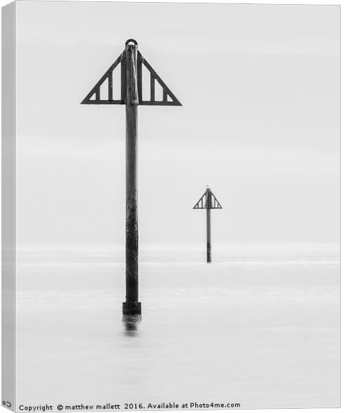 Simply Seaside Markers And Seagull Canvas Print by matthew  mallett