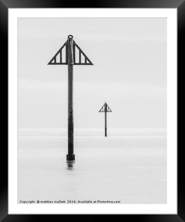 Simply Seaside Markers And Seagull Framed Mounted Print by matthew  mallett
