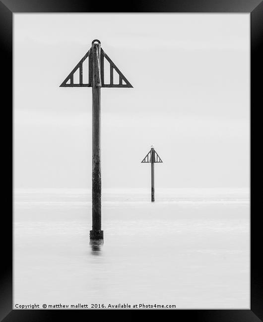 Simply Seaside Markers And Seagull Framed Print by matthew  mallett