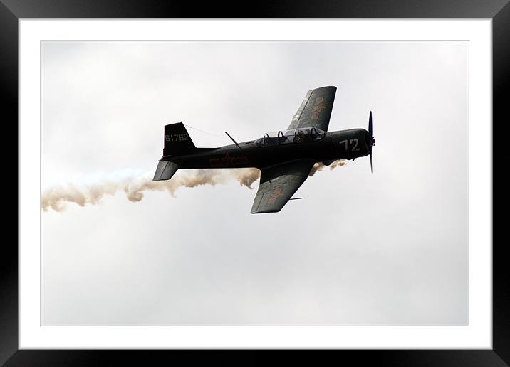 Nanchang CJ6 fighter in flight Framed Mounted Print by Chris Day