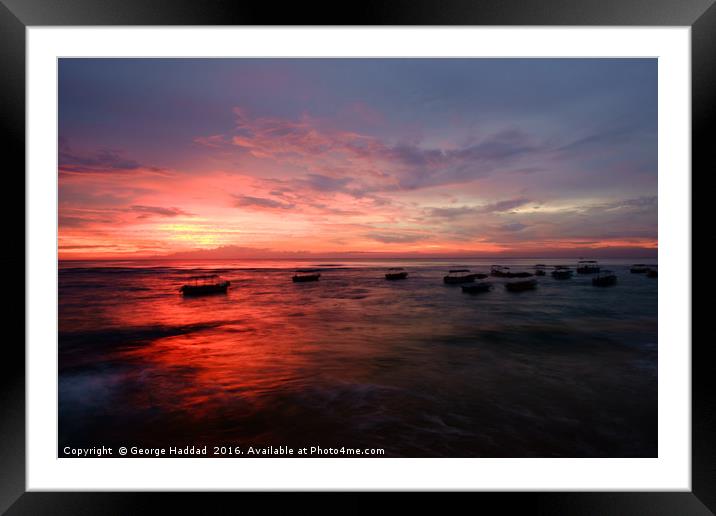Tropical Sunset Framed Mounted Print by George Haddad