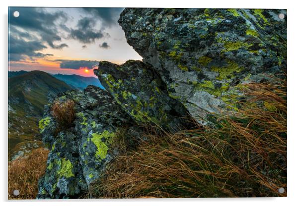 Mountain range at sunset Acrylic by Ragnar Lothbrok