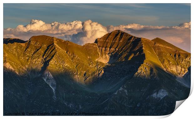 Mountain peaks at sunset Print by Ragnar Lothbrok