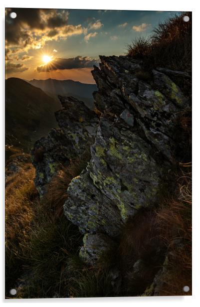 Mountain range at sunset Acrylic by Ragnar Lothbrok