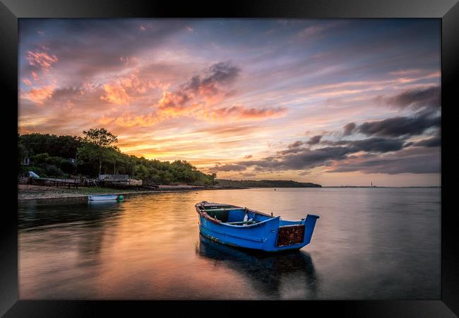 Little Boat Sunset Framed Print by Wight Landscapes