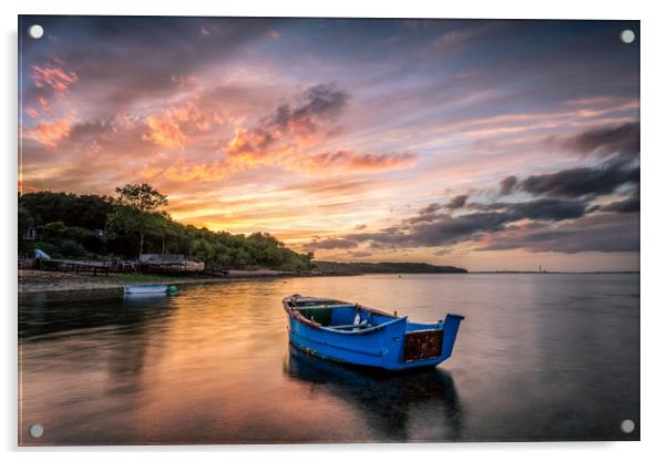 Little Boat Sunset Acrylic by Wight Landscapes