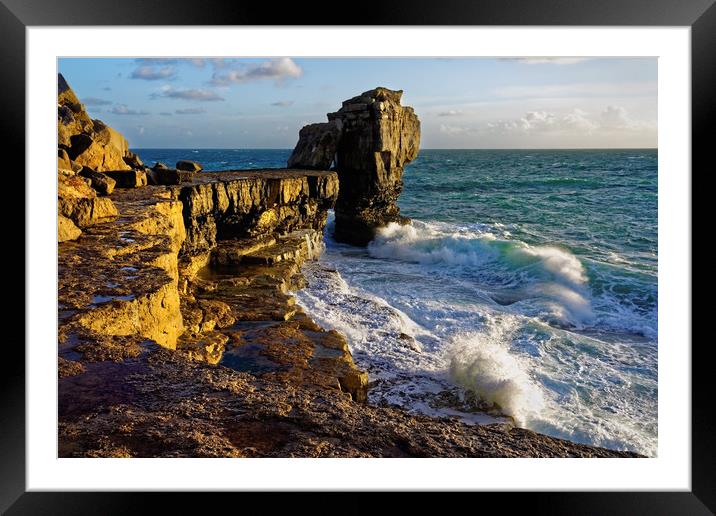 Pulpit Rock and stormy seas                        Framed Mounted Print by Darren Galpin