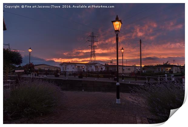 Beeston lock Sunset Print by Jack Jacovou Travellingjour