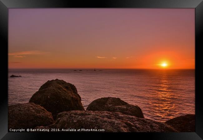 Cornish Sunset Framed Print by Ben Keating
