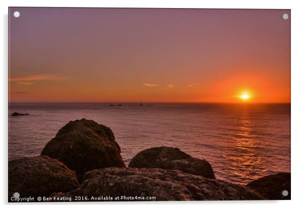 Cornish Sunset Acrylic by Ben Keating