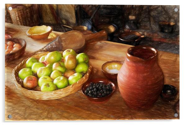 The Apple Basket Acrylic by Ian Merton