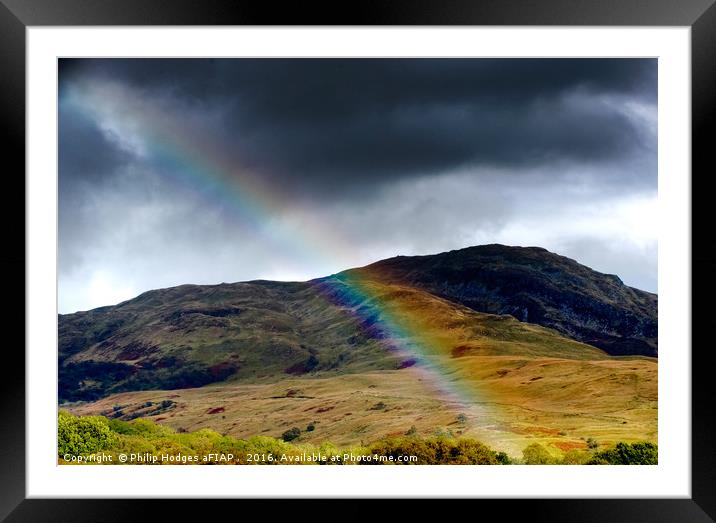 Rainbow in the Hills Framed Mounted Print by Philip Hodges aFIAP ,