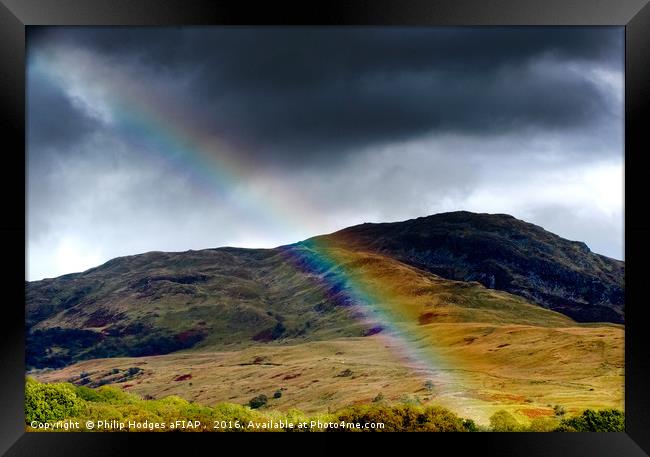 Rainbow in the Hills Framed Print by Philip Hodges aFIAP ,