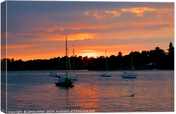 Sunset Over Water Canvas Print by James Allen
