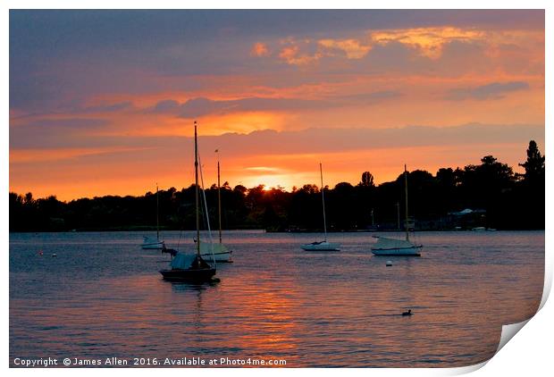 Sunset Over Water Print by James Allen