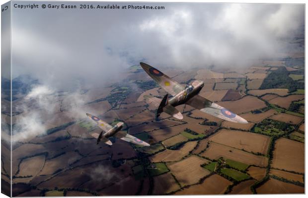 Spitfires among low clouds Canvas Print by Gary Eason