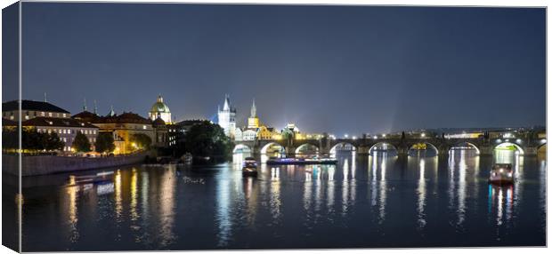 River Vltava (Prague) at night. Canvas Print by Geoff Storey