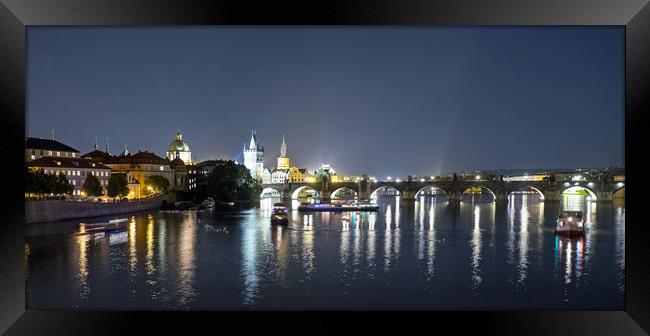 River Vltava (Prague) at night. Framed Print by Geoff Storey