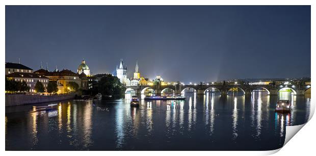 River Vltava (Prague) at night. Print by Geoff Storey