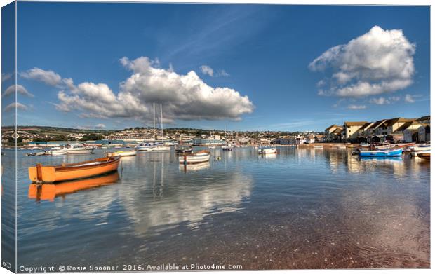 Cloud Reflections on Teignmouth Back Beach Canvas Print by Rosie Spooner