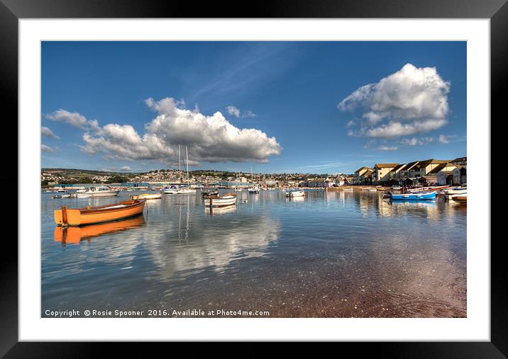 Cloud Reflections on Teignmouth Back Beach Framed Mounted Print by Rosie Spooner