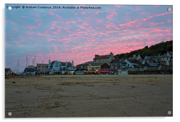 Lyme Regis Sunset Acrylic by Graham Custance