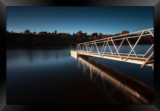 Lliw Valley Reservoir jetty Framed Print by Leighton Collins
