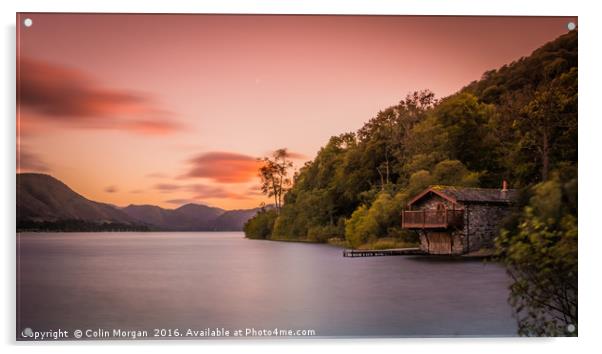 Duke Of Portland Boathouse Sunset, Ullswater Acrylic by Colin Morgan