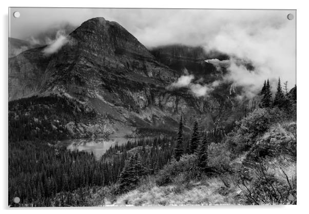 Grinnell Lake from the Trail No. 1 bw - Glacier NP Acrylic by Belinda Greb