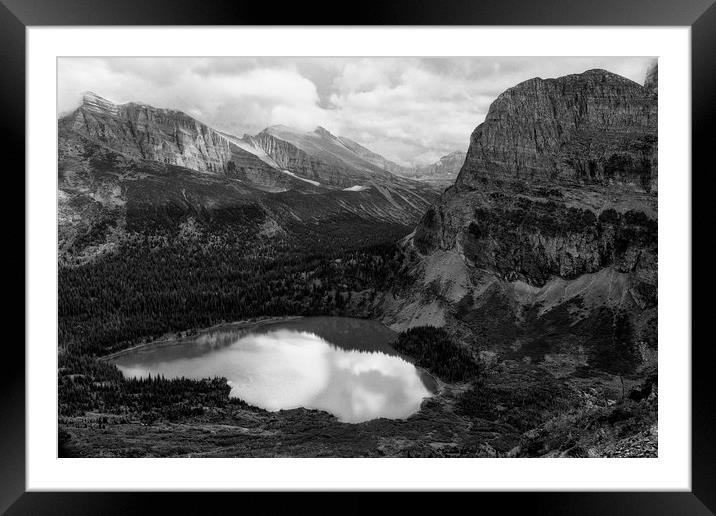 Grinnell Lake from the Trail No. 2 bw - Glacier NP Framed Mounted Print by Belinda Greb