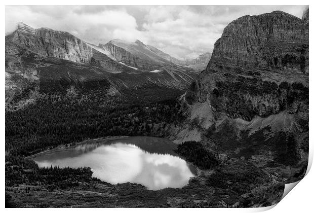 Grinnell Lake from the Trail No. 2 bw - Glacier NP Print by Belinda Greb