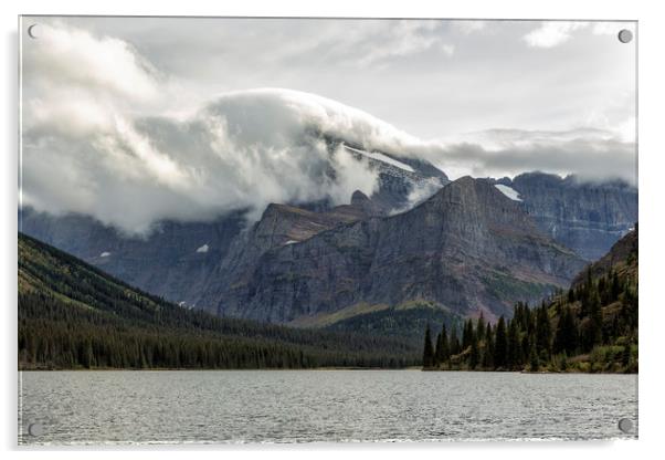 Clouds Over Mt Gould Acrylic by Belinda Greb
